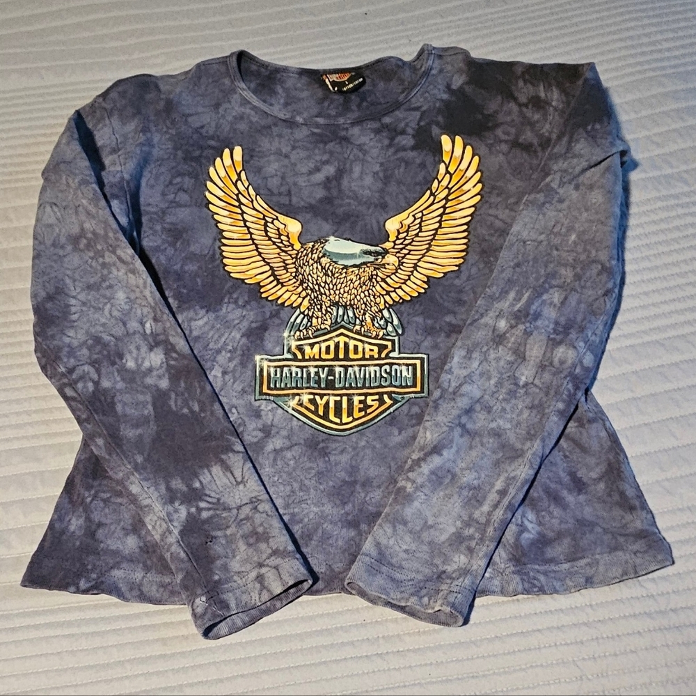 Harley-Davidson Women's Blue Long Sleeve Shirt Size L